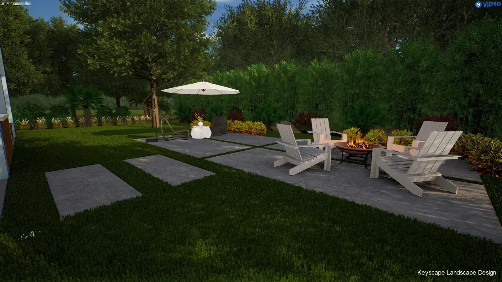 3D landscape design render before construction